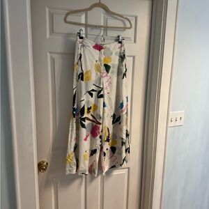 Maeve Printed Linen Wide Leg Cropped Pants